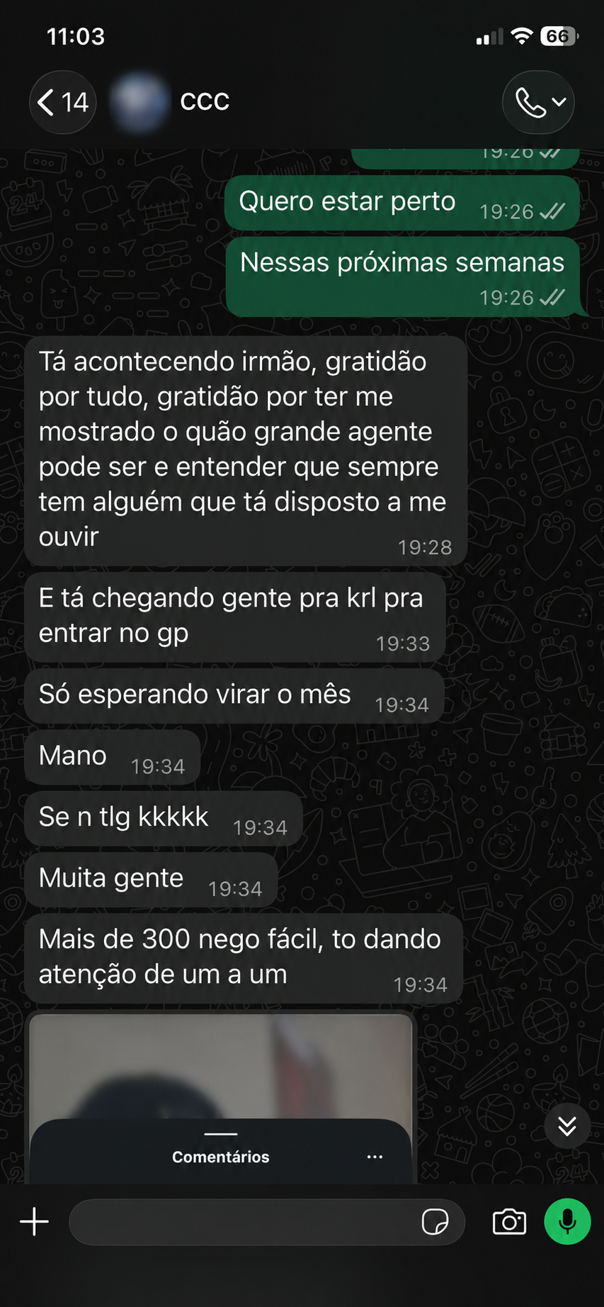 Depoimento recebido por WhatsApp